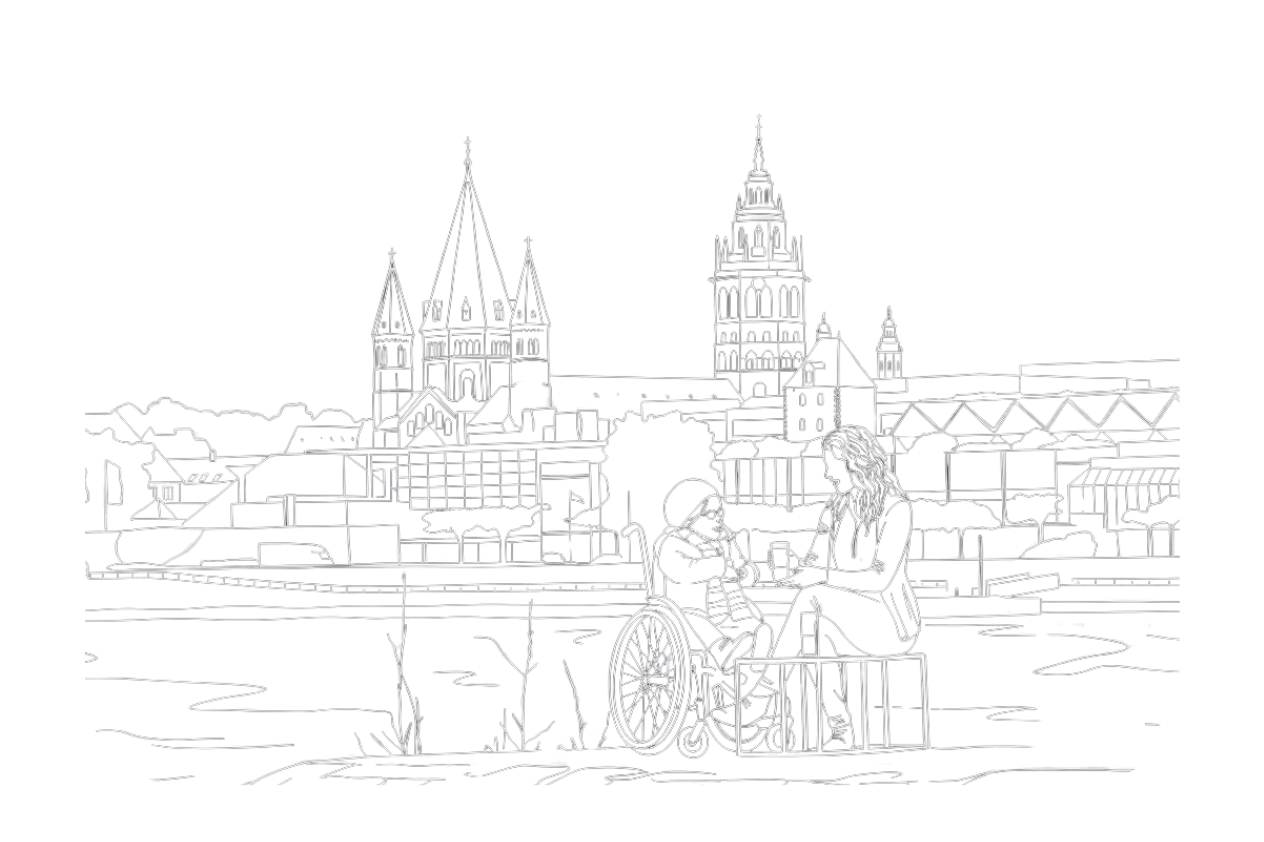 RheinAssistenz – Illustration: Menschen mit Behinderung im Alltag begleiten